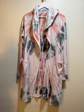 Theo & Spence Yummy Tie Dye Knee Length Cardigan Small